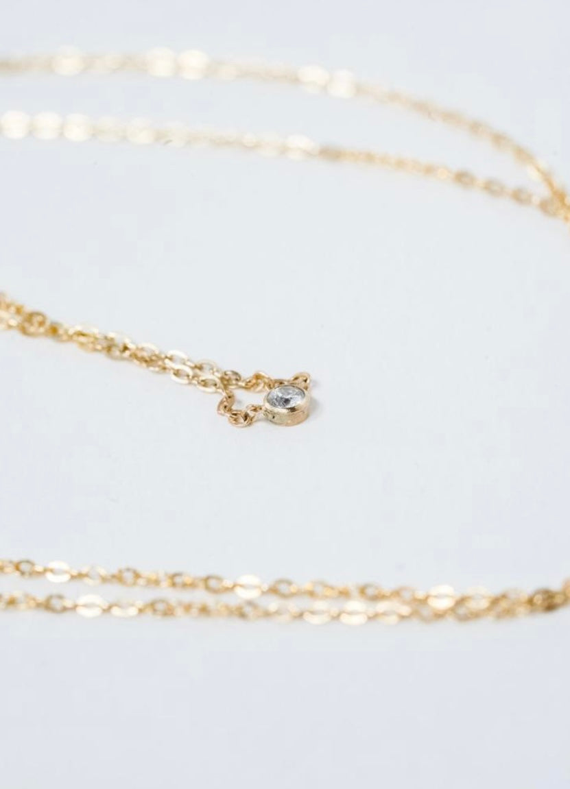 Tiny Floating Diamond Necklace