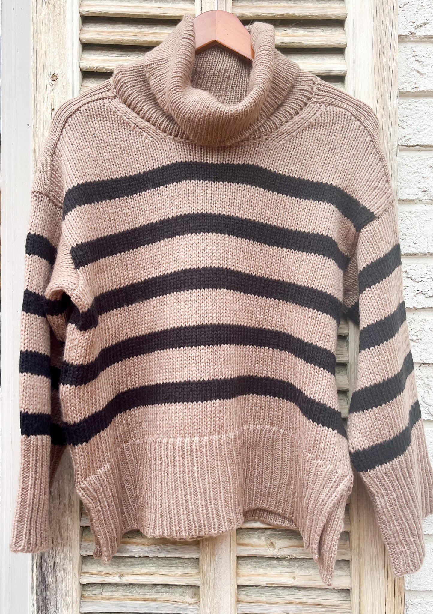 Wooden Ships Chestnut Stripe Turtleneck