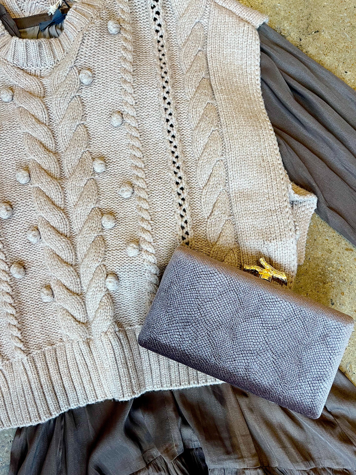 Velour Touch Textured Clutch